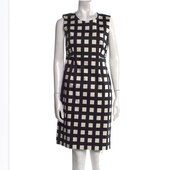 Kate Spade Black and Cream Grid printed cotton blend Trendy Style Midi Dress 14 - Picture 1 of 5